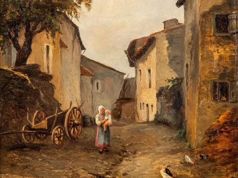 1826-Frédéric Henriet - Vista del villaggio